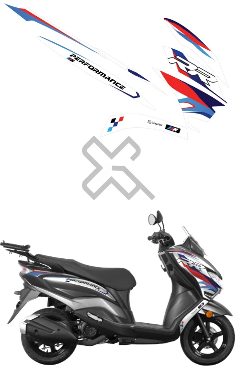 RR Edition Half Body Sticker Compatible with Burgman 125 | Made In Premium Gloss Vinyl With FPF(Fade Protection Film), Water Proof, Precut Sticker, Pack Of 1 Compatible with Both Side